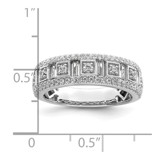 14K White Gold 7/8 carat Round/Baguette Complete Diamond Band