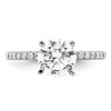 14K White Gold (Holds 1.5 carat (7.5mm) Round Center) 1/4 carat Diamond Semi-mount Engagement Ring