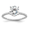 14K White Gold (Holds 1.5 carat (7.5mm) Round Center) 1/4 carat Diamond Semi-mount Engagement Ring