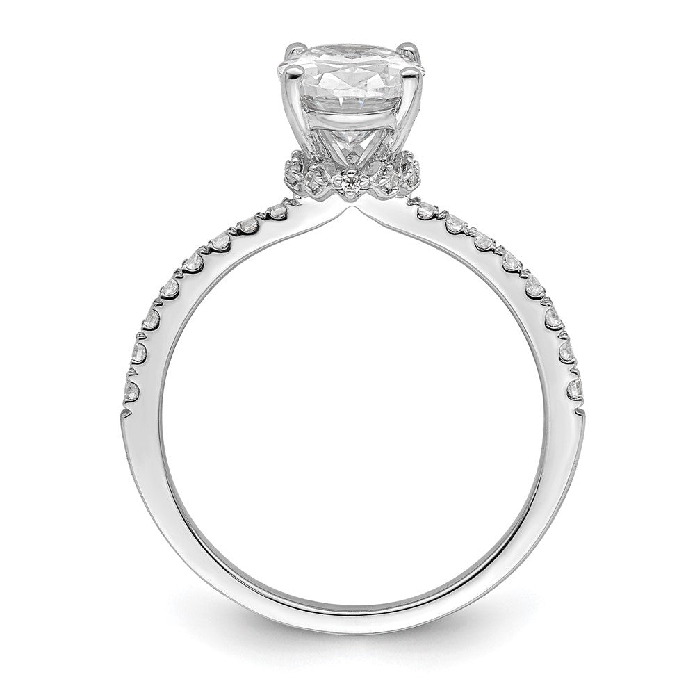 14k White Gold (Holds 1.5 carat (8.8x6.5mm) Oval Center) 1/4 carat Diamond Semi-Mount Engagement Ring
