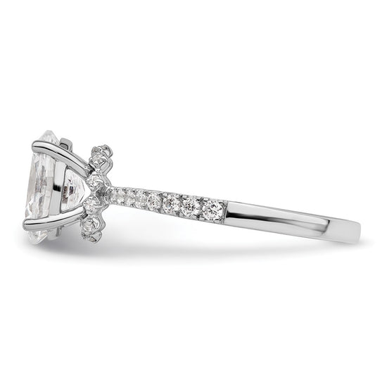 14k White Gold (Holds 1.5 carat (8.8x6.5mm) Oval Center) 1/4 carat Diamond Semi-Mount Engagement Ring