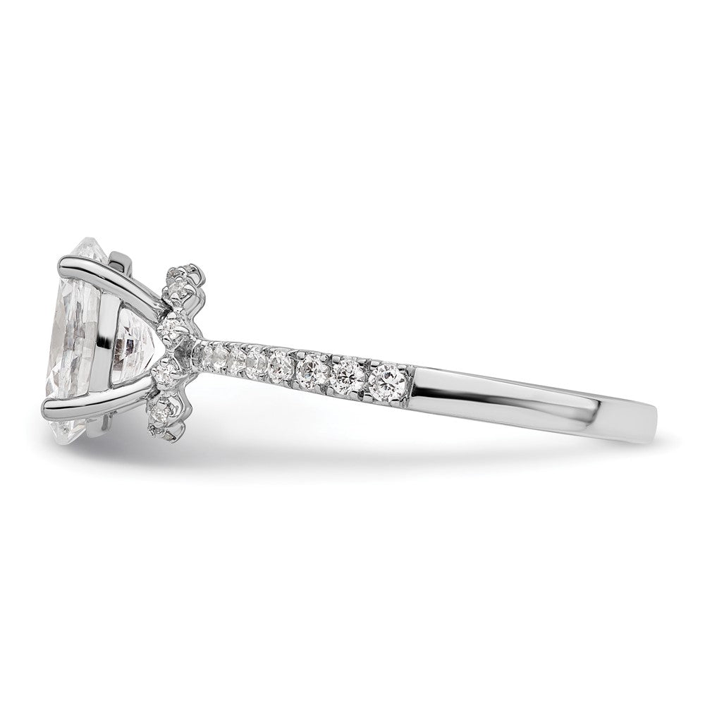 14k White Gold (Holds 1.5 carat (8.8x6.5mm) Oval Center) 1/4 carat Diamond Semi-Mount Engagement Ring
