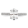 14k White Gold (Holds 1.5 carat (8.8x6.5mm) Oval Center) 1/4 carat Diamond Semi-Mount Engagement Ring