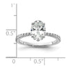 14k White Gold (Holds 1.5 carat (8.8x6.5mm) Oval Center) 1/4 carat Diamond Semi-Mount Engagement Ring