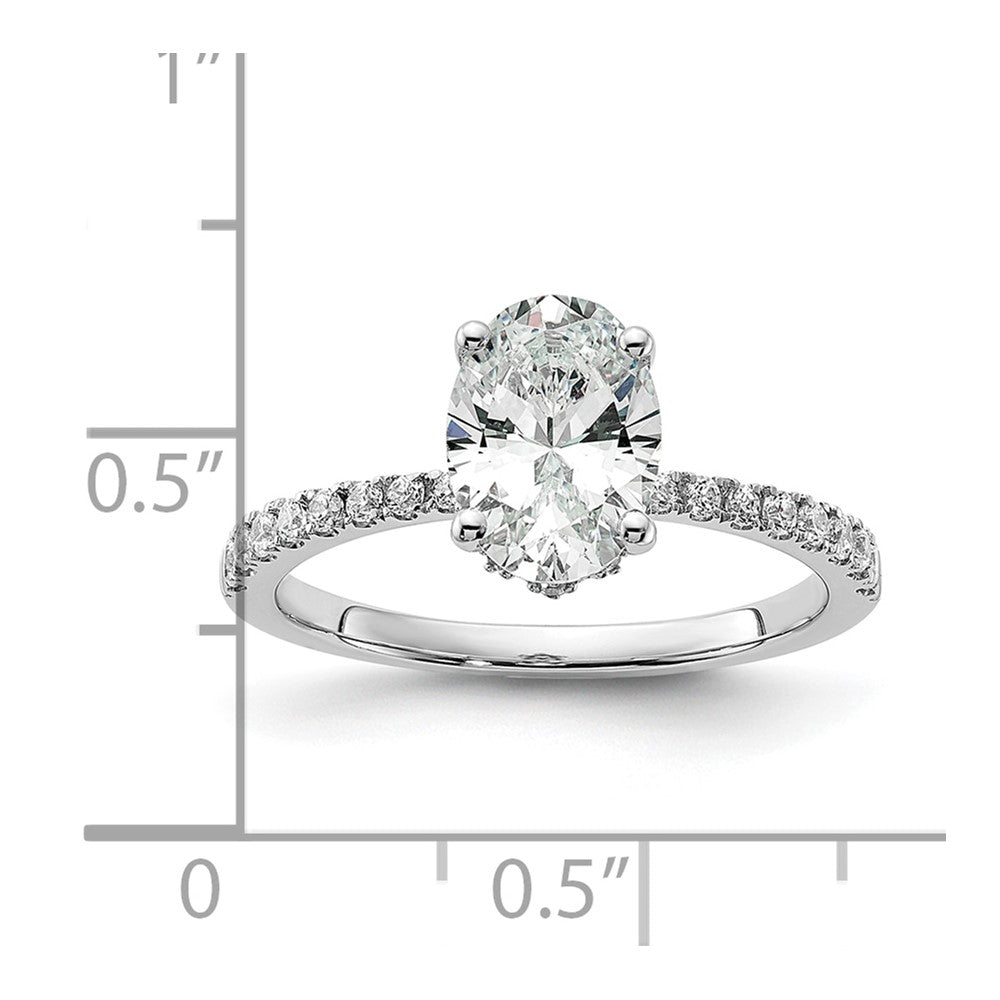 14k White Gold (Holds 1.5 carat (8.8x6.5mm) Oval Center) 1/4 carat Diamond Semi-Mount Engagement Ring