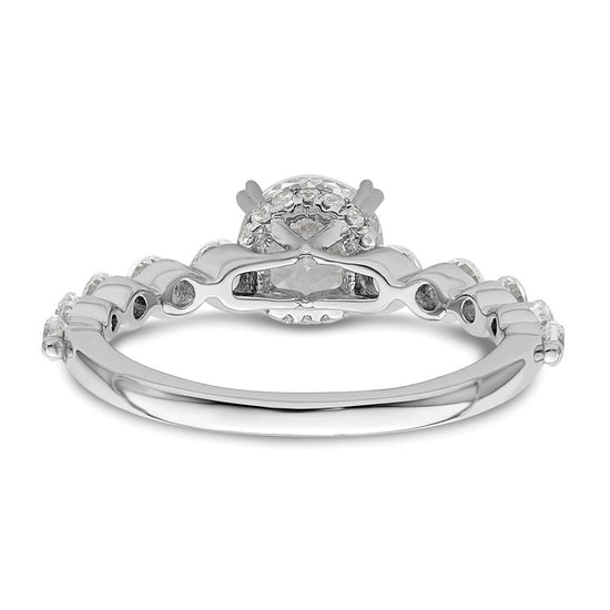 14k White Gold 3/4 carat Lab Grown Diamond VS/SI+ G+ 3/4 carat Center Round Semi Mount Solitaire Engagement Ring