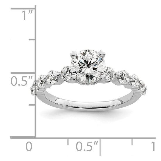 14k White Gold 3/4 carat Lab Grown Diamond VS/SI+ G+ 3/4 carat Center Round Semi Mount Solitaire Engagement Ring