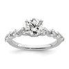 14k White Gold 3/4 carat Lab Grown Diamond VS/SI+ G+ 3/4 carat Center Round Semi Mount Solitaire Engagement Ring