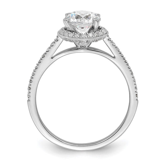 14K White Gold Vintage Halo (Holds 1 carat (6.5mm) Round Center) 1/3 carat Diamond Semi-mount Engagement Ring