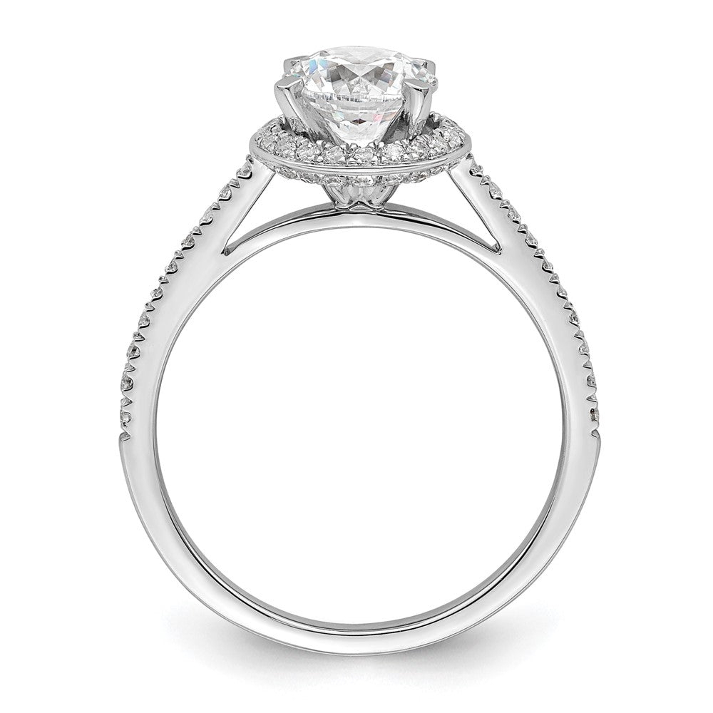 14K White Gold Vintage Halo (Holds 1 carat (6.5mm) Round Center) 1/3 carat Diamond Semi-mount Engagement Ring