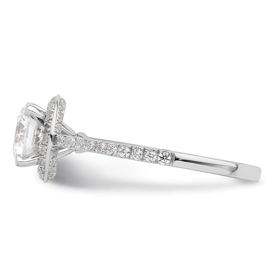14K White Gold Vintage Halo (Holds 1 carat (6.5mm) Round Center) 1/3 carat Diamond Semi-mount Engagement Ring