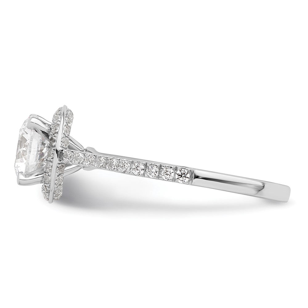 14K White Gold Vintage Halo (Holds 1 carat (6.5mm) Round Center) 1/3 carat Diamond Semi-mount Engagement Ring