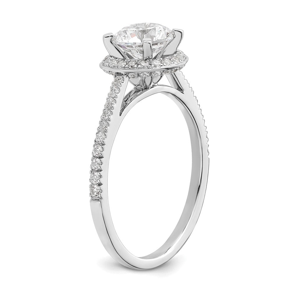 14K White Gold Vintage Halo (Holds 1 carat (6.5mm) Round Center) 1/3 carat Diamond Semi-mount Engagement Ring