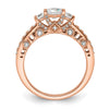 14k Rose Gold Three Stone Diamond Semi-Mount Including 2-3.1mm Side Stones Engagement Ring