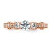 14k Rose Gold Three Stone Diamond Semi-Mount Including 2-3.1mm Side Stones Engagement Ring