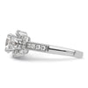 14K White 3-Stone Plus (Holds 1 carat (6.5mm) Round Center) Halo Semi-Mount Diamond Engagement Ring