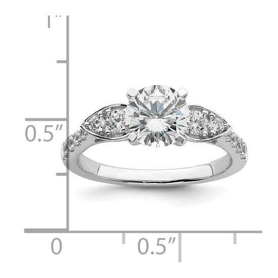 14K White Gold (Holds 1.25 carat (7.00mm) Round Center) 3/8 carat Diamond Semi-Mount Engagement Ring