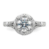 14k White Gold 1/3 carat Lab Grown Diamond VS/SI+ G+ 1 carat Center Round Semi Mount Halo Engagement Ring