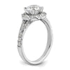 14k White Gold 1/3 carat Lab Grown Diamond VS/SI+ G+ 1 carat Center Round Semi Mount Halo Engagement Ring