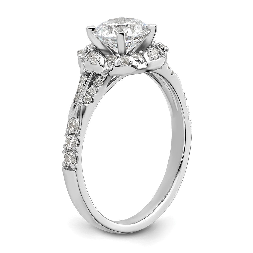 14k White Gold 1/3 carat Lab Grown Diamond VS/SI+ G+ 1 carat Center Round Semi Mount Halo Engagement Ring