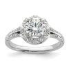 14k White Gold 1/3 carat Lab Grown Diamond VS/SI+ G+ 1 carat Center Round Semi Mount Halo Engagement Ring
