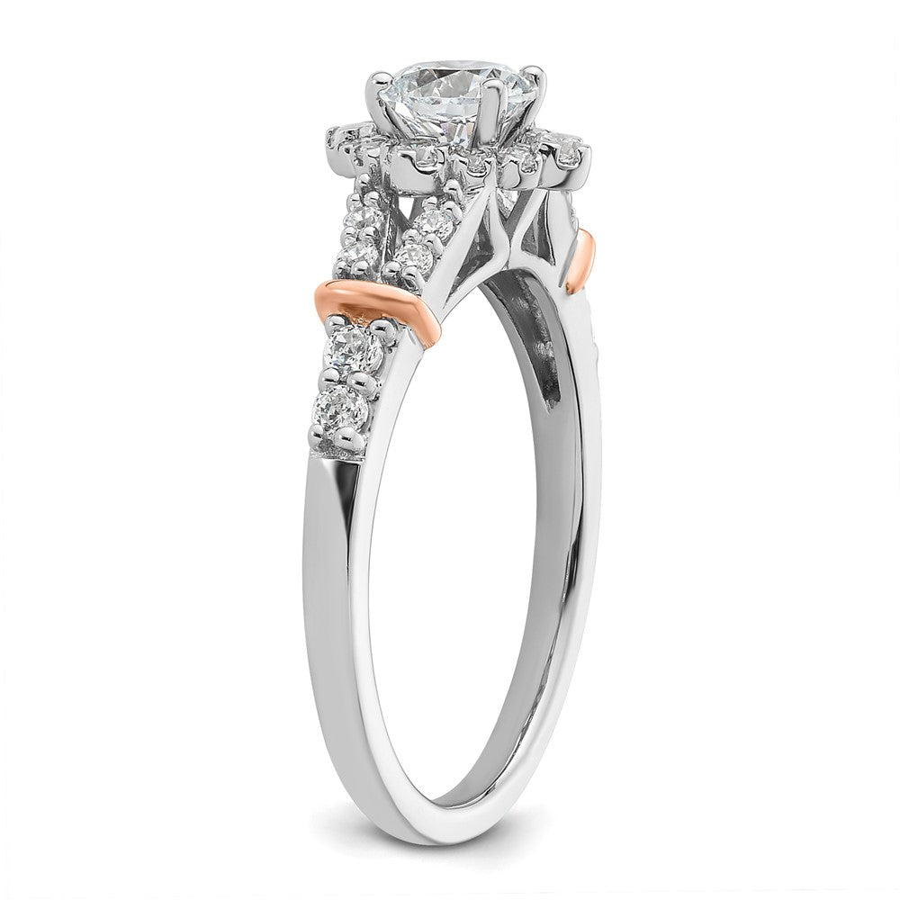 14k Two-tone Vintage Halo Diamond Semi-Mount Engagement Ring