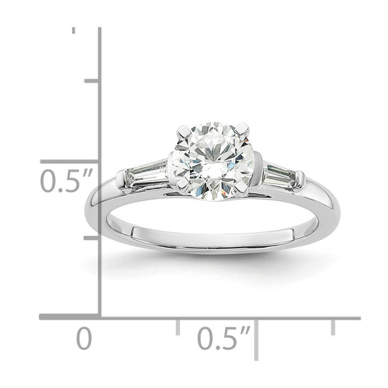 14K White Gold Semi-Mount Including 2-Baquette Side Stones Diamond Engagement Ring