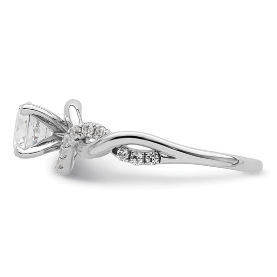 14k White Gold Twist (Holds 5/8 carat (5.8mm) Round Center) 1/4 carat Diamond Semi-mount Engagement Ring