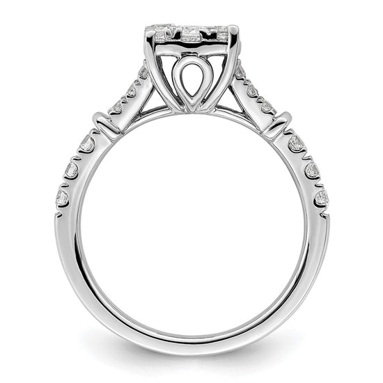 14k White Gold 1 carat Lab Grown Diamond VS/SI+ G+ Complete Cluster Engagement Ring
