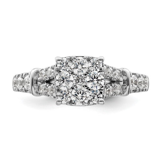 14k White Gold 1 carat Lab Grown Diamond VS/SI+ G+ Complete Cluster Engagement Ring