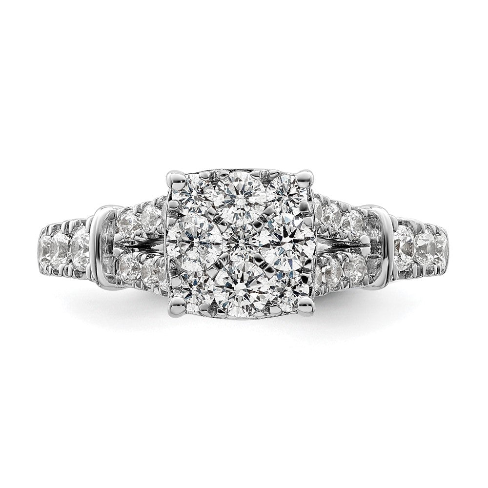 14k White Gold 1 carat Lab Grown Diamond VS/SI+ G+ Complete Cluster Engagement Ring