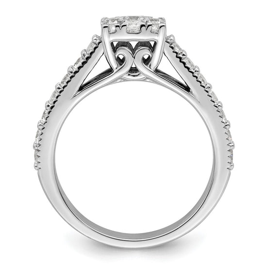 14k White Gold 1 carat Lab Grown Diamond VS/SI+ G+ Complete Cluster Engagement Ring