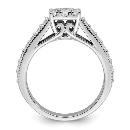 14k White Gold 1 carat Lab Grown Diamond VS/SI+ G+ Complete Cluster Engagement Ring