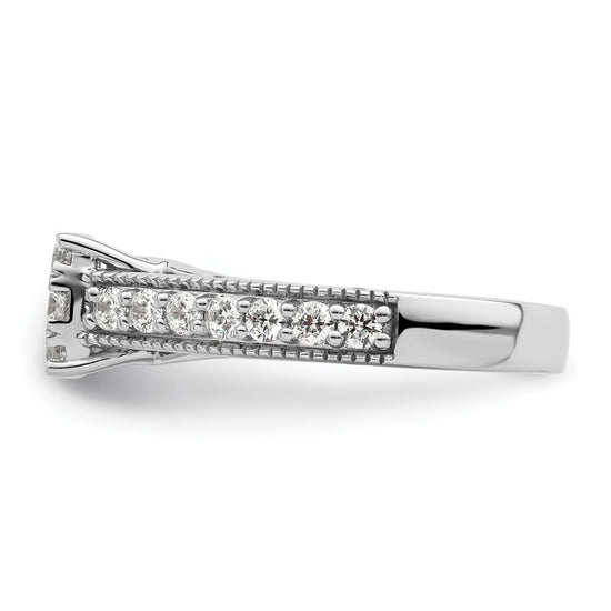 14k White Gold 1 carat Lab Grown Diamond VS/SI+ G+ Complete Cluster Engagement Ring