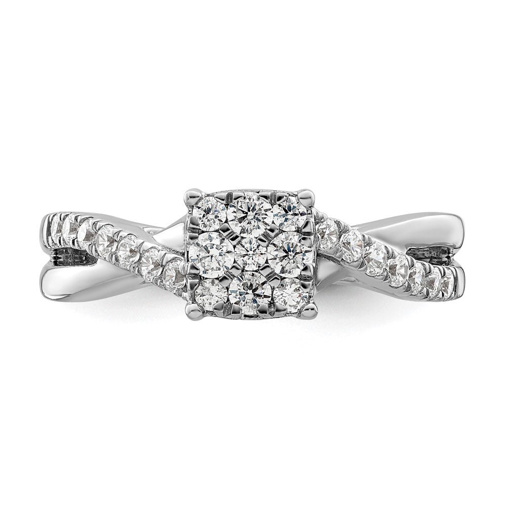 14k White Gold 1/2 carat Lab Grown Diamond VS/SI+ G+ Complete Cluster Engagement Ring