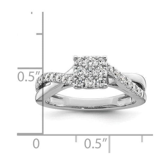 14k White Gold 1/2 carat Lab Grown Diamond VS/SI+ G+ Complete Cluster Engagement Ring
