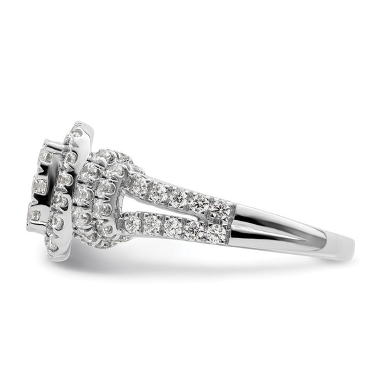14k White Gold 1 1/2 carat Lab Grown Diamond VS/SI+ G+ Complete Cluster Engagement Ring