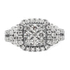 14k White Gold 1 1/2 carat Lab Grown Diamond VS/SI+ G+ Complete Cluster Engagement Ring