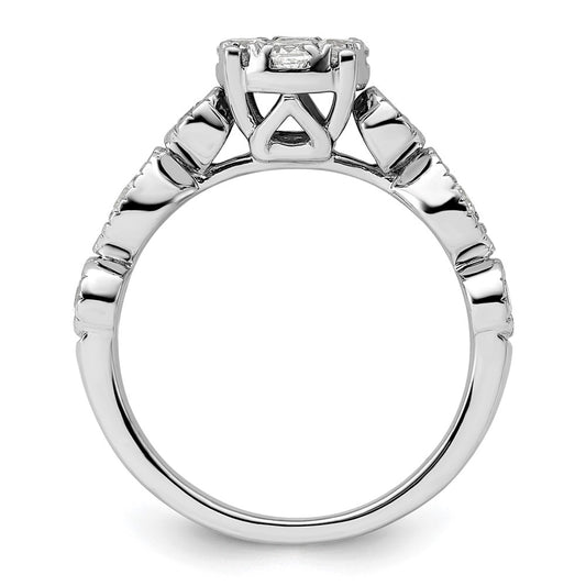 14k White Gold 3/4 carat Lab Grown Diamond VS/SI+ G+ Complete Cluster Engagement Ring