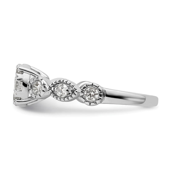 14k White Gold 3/4 carat Lab Grown Diamond VS/SI+ G+ Complete Cluster Engagement Ring