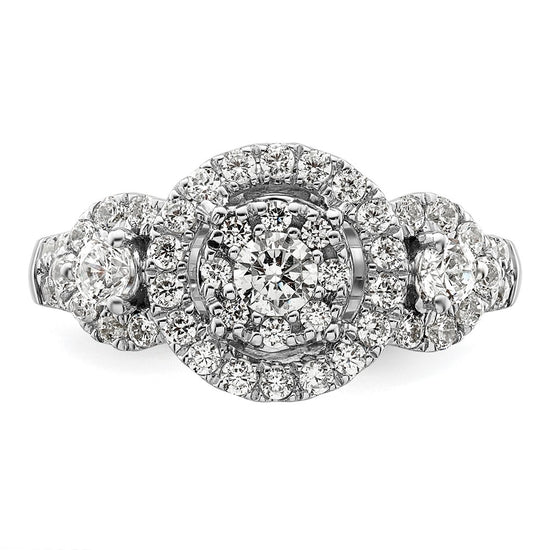 14k White Gold 1 carat Lab Grown Diamond VS/SI+ G+ Complete Cluster Engagement Ring