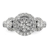 14k White Gold 1 carat Lab Grown Diamond VS/SI+ G+ Complete Cluster Engagement Ring