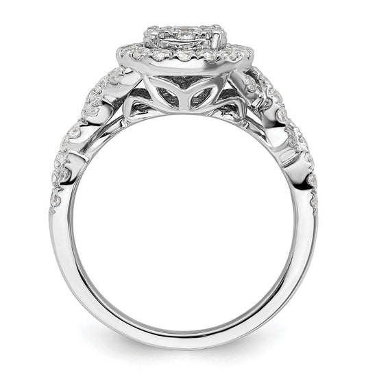 14k White Gold 1 carat Lab Grown Diamond VS/SI+ G+ Complete Cluster Engagement Ring