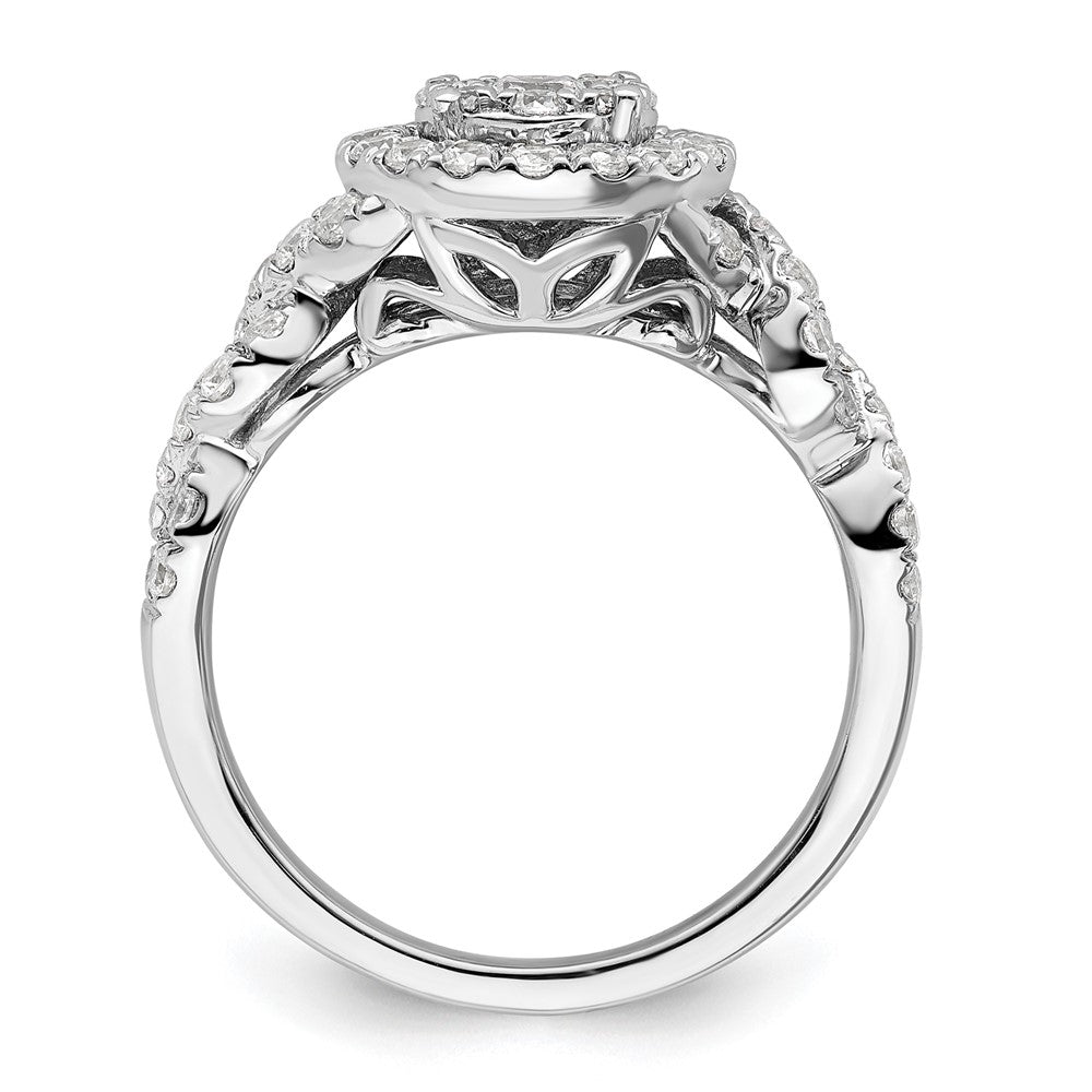 14k White Gold 1 carat Lab Grown Diamond VS/SI+ G+ Complete Cluster Engagement Ring