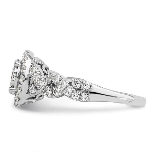 14k White Gold 1 carat Lab Grown Diamond VS/SI+ G+ Complete Cluster Engagement Ring