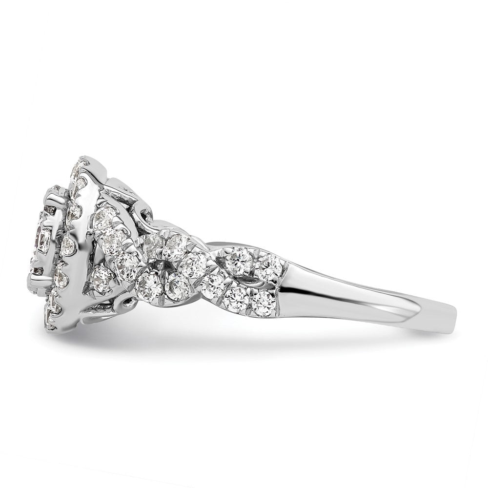 14k White Gold 1 carat Lab Grown Diamond VS/SI+ G+ Complete Cluster Engagement Ring