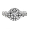 14k White Gold 1 carat Lab Grown Diamond VS/SI+ G+ Complete Cluster Engagement Ring
