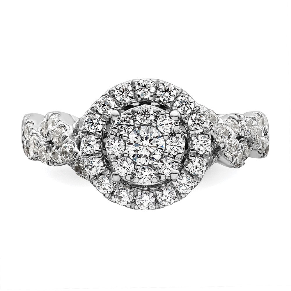 14k White Gold 1 carat Lab Grown Diamond VS/SI+ G+ Complete Cluster Engagement Ring