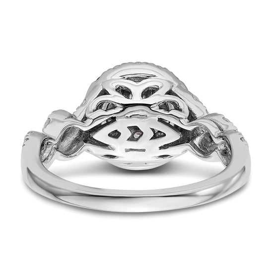 14k White Gold 1 carat Lab Grown Diamond VS/SI+ G+ Complete Cluster Engagement Ring
