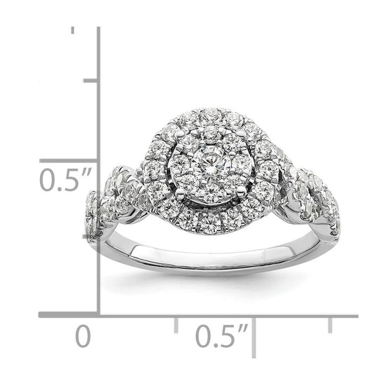 14k White Gold 1 carat Lab Grown Diamond VS/SI+ G+ Complete Cluster Engagement Ring
